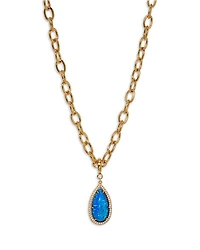 Blue Lagoon Pavé & Stone Pendant Necklace in 18K Gold Plated, 24"