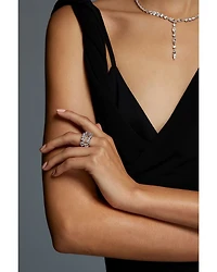 BTRX Mixed Cubic Zirconia Cocktail Ring Rhodium Plated