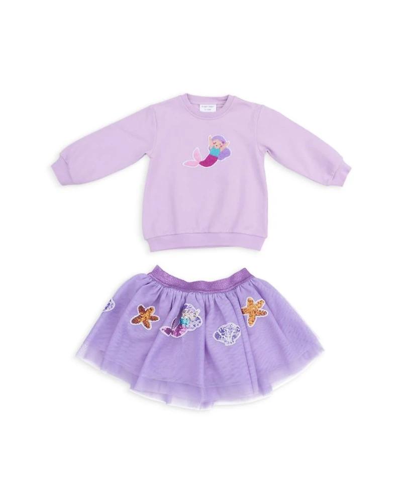 Girls' Mermaid Puffy Appliqué Oversized Sweatshirt & Tutu Skirt Set - Baby