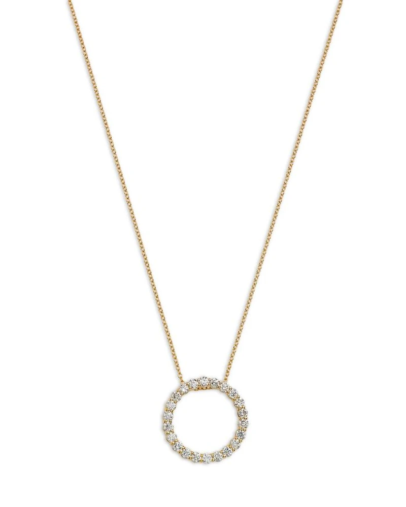 Diamond Circle Pendant Necklace in 14K Yellow Gold