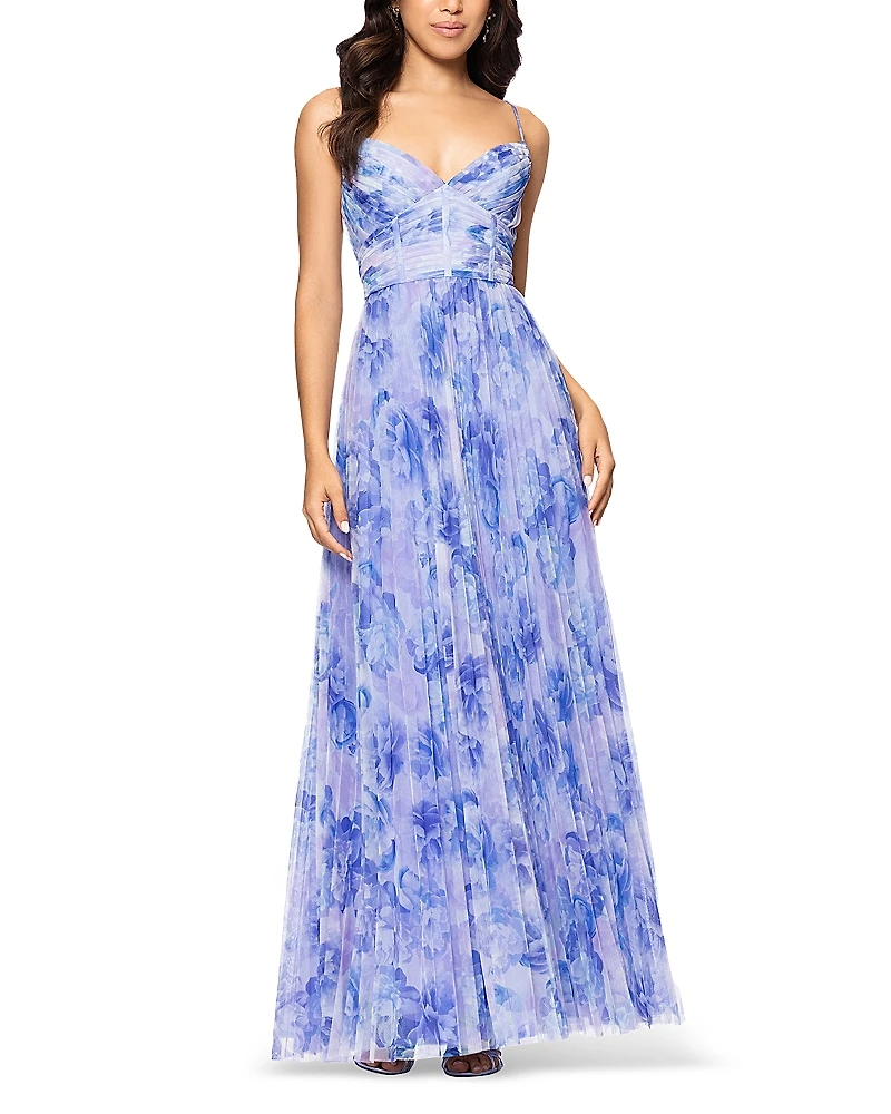 Aqua Printed Tulle Dress - Exclusive