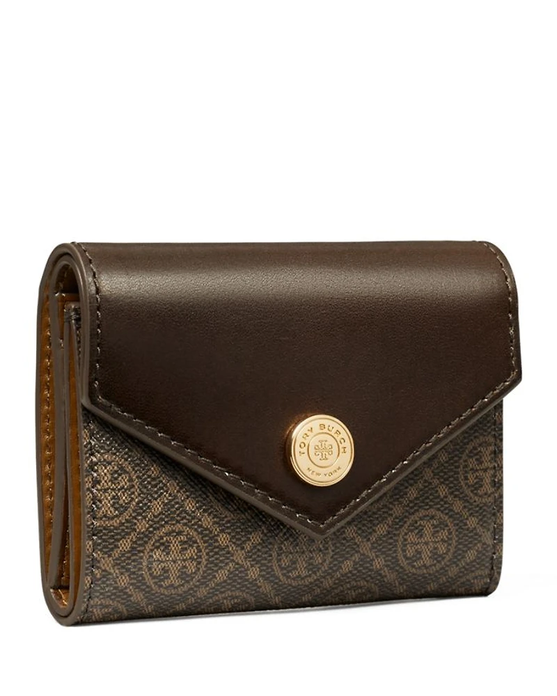 Small T Monogram Coated Canvas Envelope Wallet