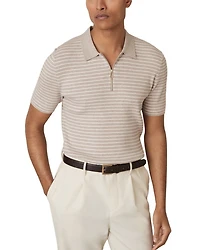 Fallow Half Zip Stripe Knitted Polo Shirt
