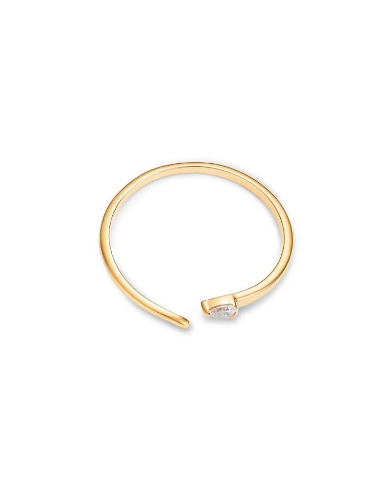 14K Yellow Gold Pear-Cut Diamond Coil Ring, 0.07 tcw