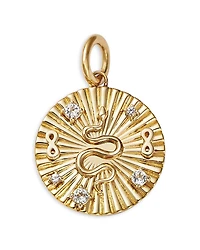 Moon & Meadow 14K Yellow Gold White Topaz Snake Disc Pendant
