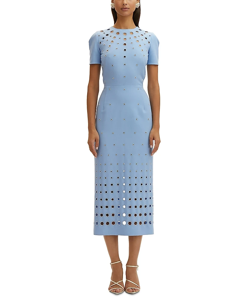 Oscar de la Renta Faux Pearl Eyelet Dress