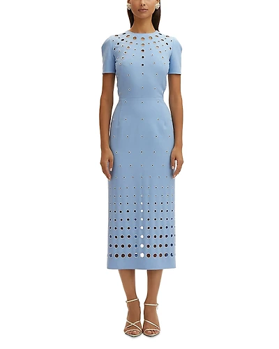 Oscar de la Renta Faux Pearl Eyelet Dress