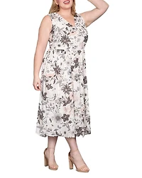 Sleeveless V Neck A Line Midi Dress