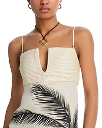 Linen Palm Midi Dress