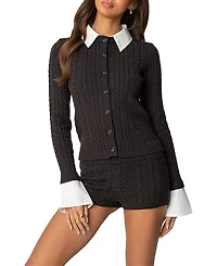 Edikted Avey Detachable Cuff & Collar Cardigan