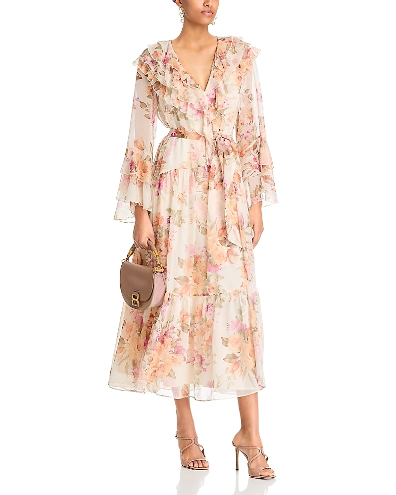 Aqua Floral Ruffle Maxi Dress - Exclusive