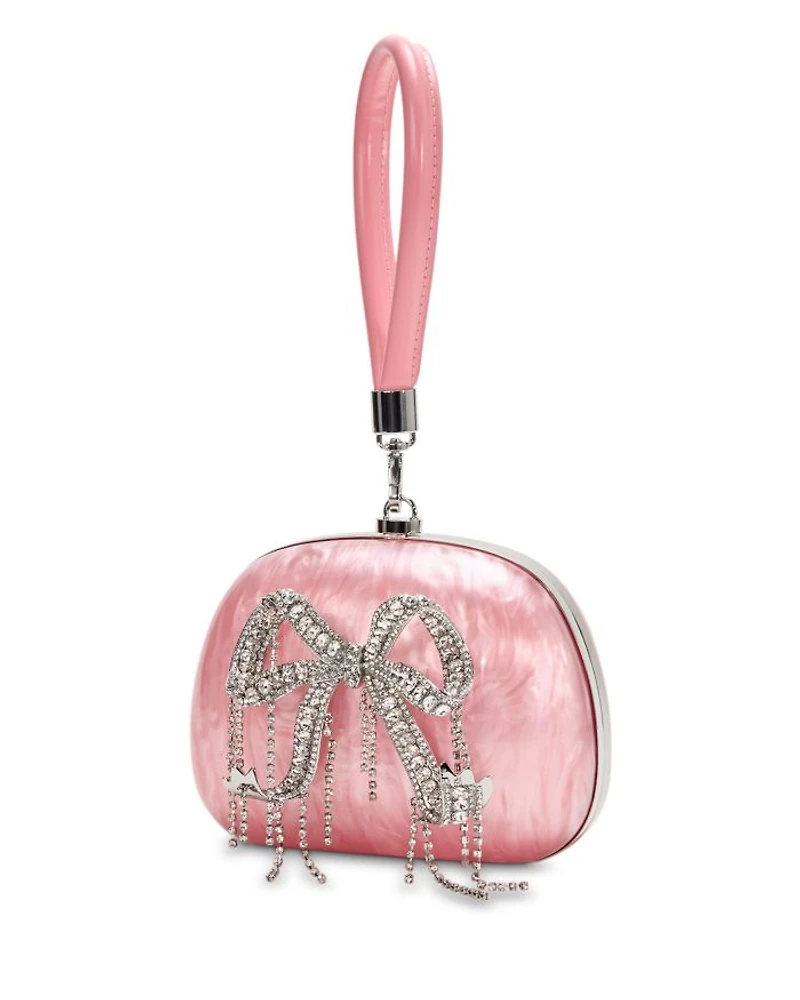 Pink Pearlescent Top Handle Clutch