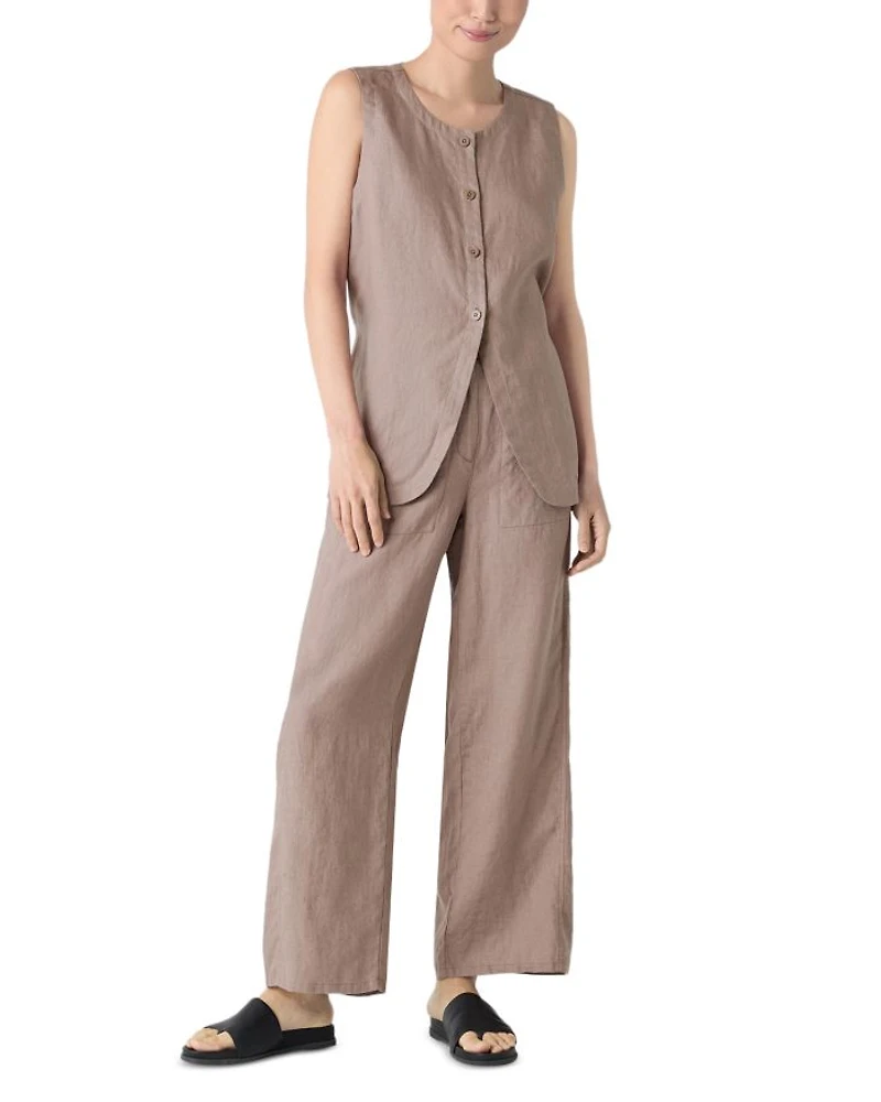 Petite Linen Long Vest