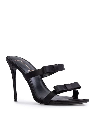 Women's Chic Satin High Heel Bow Sandals