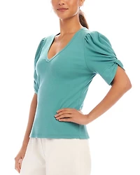 Ribbed Twist Sleeve Top