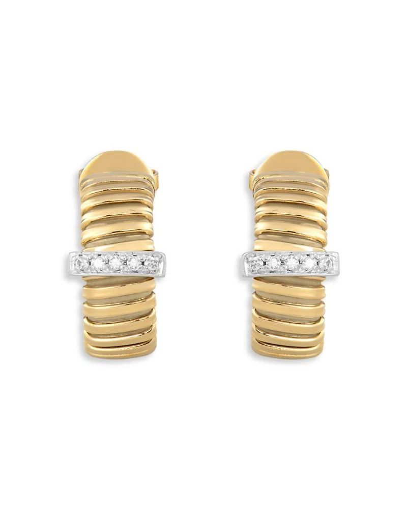 18K Yellow Gold Via Mercanti Tubogas Diamond Hoop Earrings