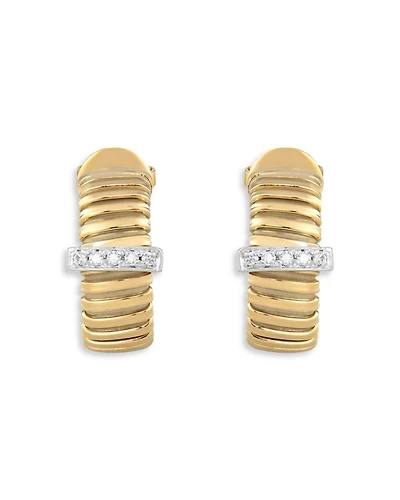 18K Yellow Gold Via Mercanti Tubogas Diamond Hoop Earrings