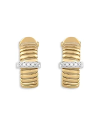 18K Yellow Gold Via Mercanti Tubogas Diamond Hoop Earrings
