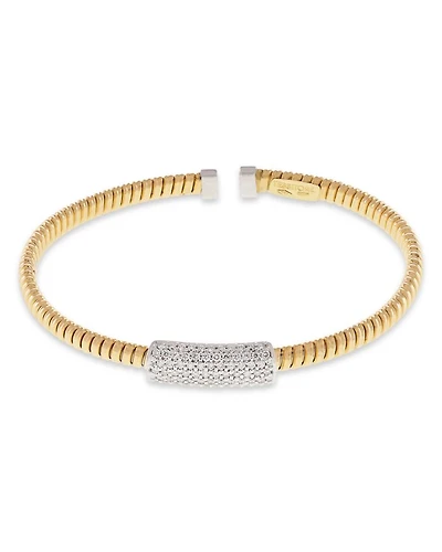 18K Yellow Gold Via Mercanti Tubogas Diamond Cylinder Bangle Bracelet