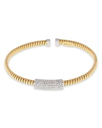 18K Yellow Gold Via Mercanti Tubogas Diamond Cylinder Bangle Bracelet