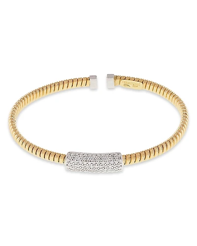 Alberto Milani 18K Yellow Gold Via Mercanti Tubogas Diamond Cylinder Bangle Bracelet