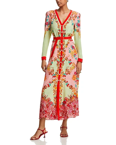 Saloni Leah Silk Belted Dress