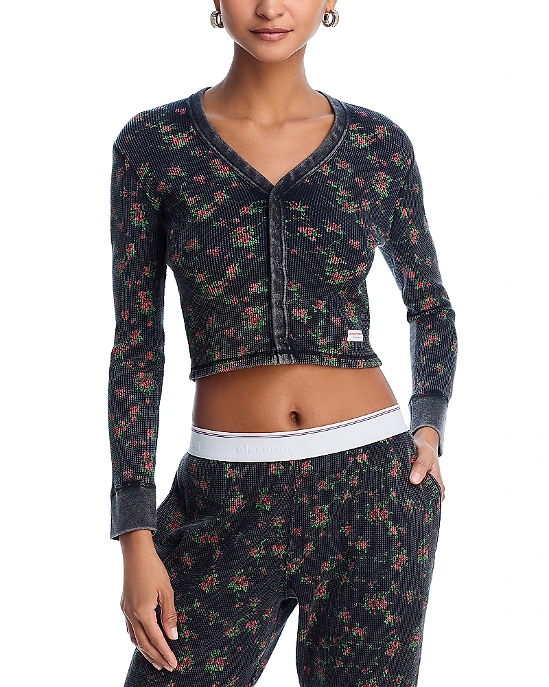 Alexander Wang Long Sleeve Waffle Cardigan