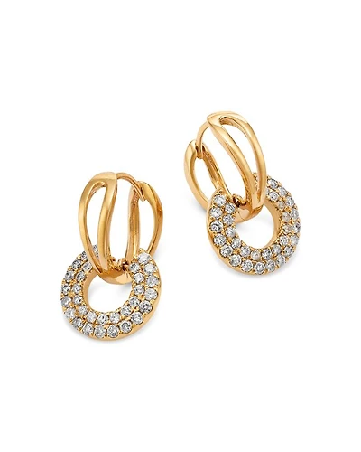 Diamond Pave Door Knocker Earrings in 14K Yellow Gold, 0.75 tcw