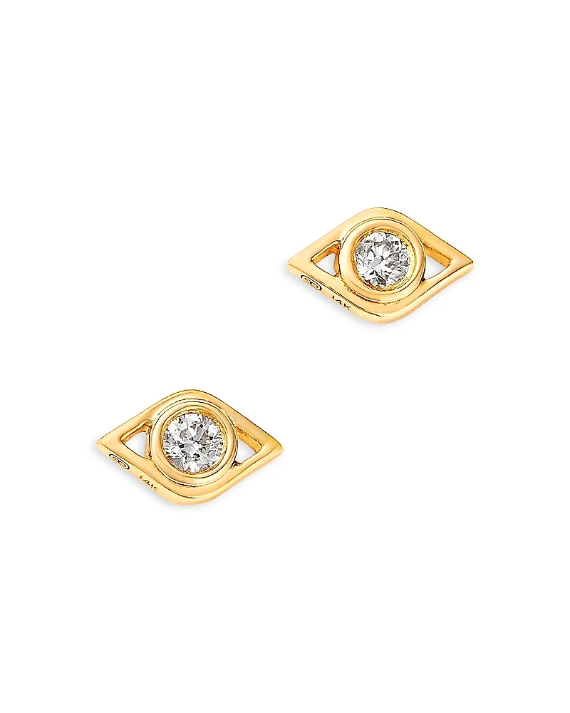 Sydney Evan 14K Yellow Gold Diamond Open Evil Eye Stud Earrings
