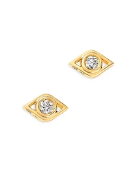 Sydney Evan 14K Yellow Gold Diamond Open Evil Eye Stud Earrings