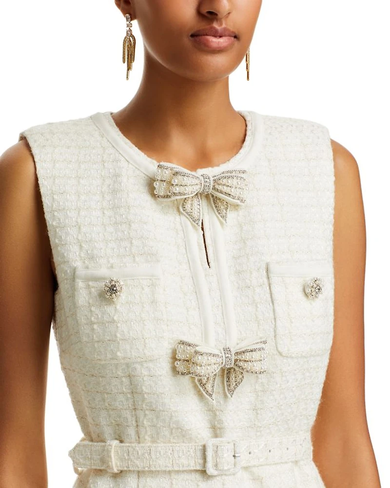 Bouclé Embellished Bow Jumpsuit