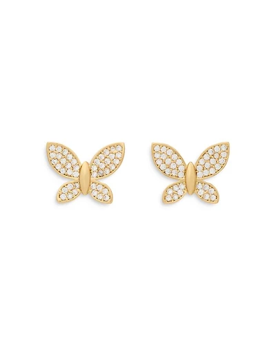Pavé Butterfly Stud Earrings in Gold Tone