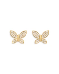 Pavé Butterfly Stud Earrings in Gold Tone
