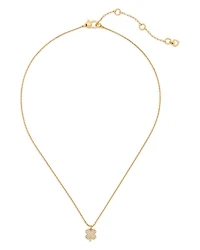 Pavé Clover Pendant Necklace in Gold Tone, 16"-19"