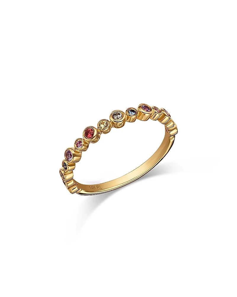 Moon & Meadow 14K Yellow Gold Multi Sapphire Bezel Stack Ring