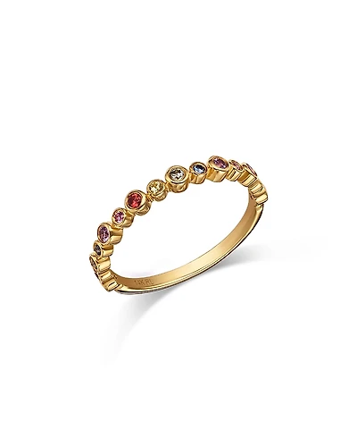 Moon & Meadow 14K Yellow Gold Multi Sapphire Bezel Stack Ring