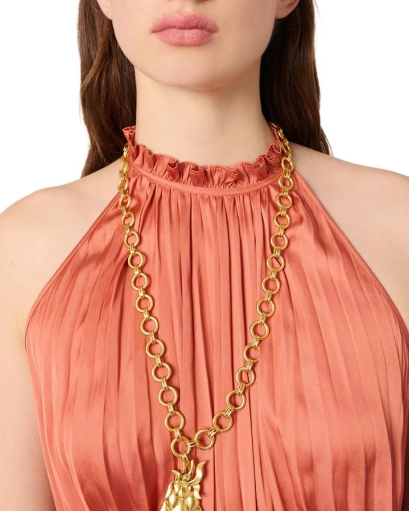 Sleeveless Pleated Tie Back Top