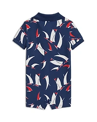 Boys' Sailboat Print Cotton Mesh Polo Shortall - Baby