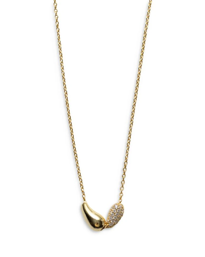 18K Gold Plated Sterling Silver Cubic Zirconia Teardrop Duo Necklace, 18"