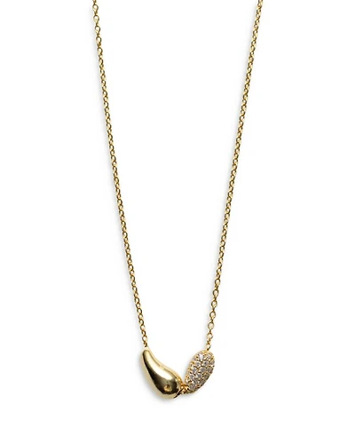 18K Gold Plated Sterling Silver Cubic Zirconia Teardrop Duo Necklace, 18"