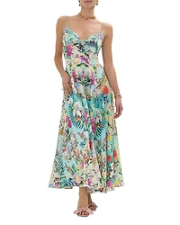 Linen Tie Front Floral Print Dress