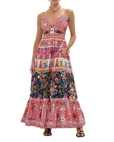 Tiered Mixed Print Dress