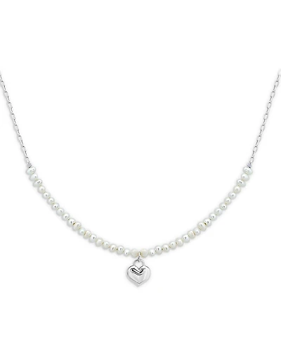 Aqua Heart & Cultured Freshwater Pearl Pendant Necklace