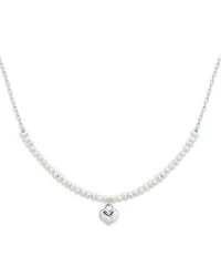 Aqua Heart & Cultured Freshwater Pearl Pendant Necklace