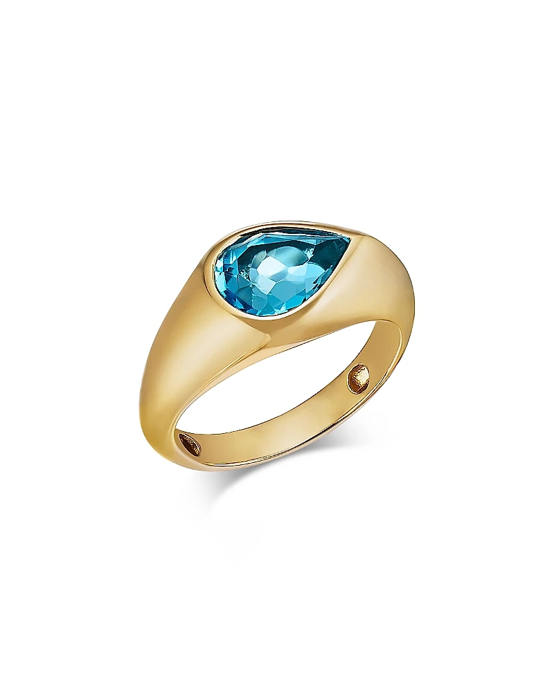 Bloomingdale's Fine Collection Pear Shaped Swiss Blue Topaz Bold Gold Ring