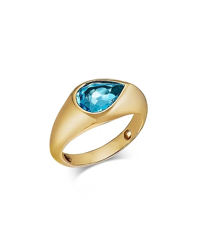 Bloomingdale's Fine Collection Pear Shaped Swiss Blue Topaz Bold Gold Ring