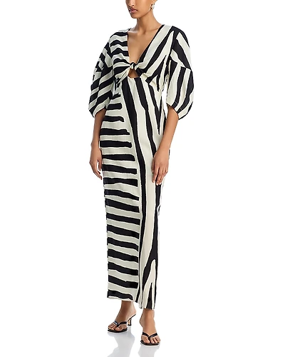Cala de la Cruz Gaia Striped Cut Out Maxi Dress