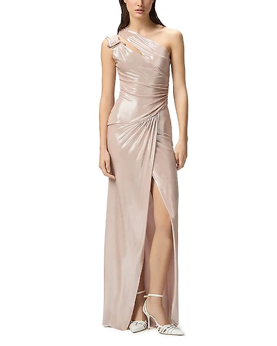 Pinko Elegant Laminated One Shoulder Dress