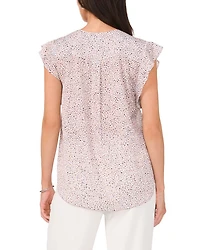 Ruffled Sleeve V Neck Top