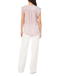 Ruffled Sleeve V Neck Top
